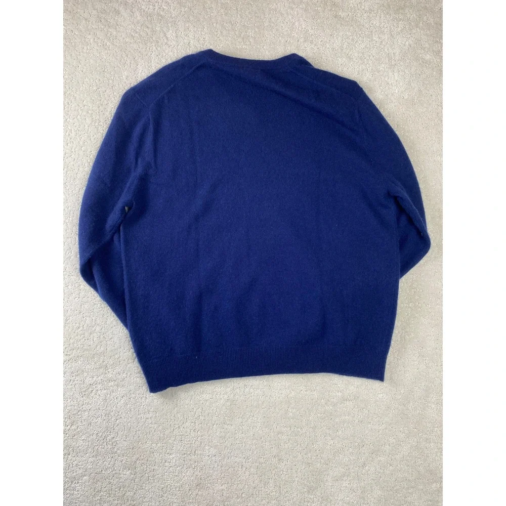 Club Room Estate Cashmere Sweater Mens L Royal Blue V-Neck 100% Cashmere‎ Knit
